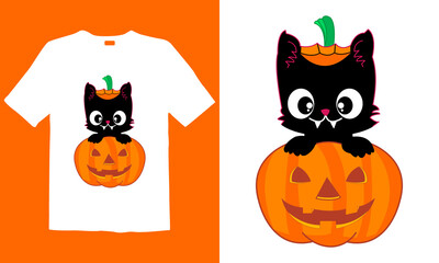 Halloween pumpkin with Cat. Best for T-shirt, Mug, Wall art, Leggings, Hoodies and lots more.