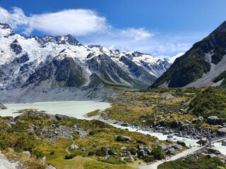 Fototapeta na wymiar Snow-capped Mount Cook, New Zealand