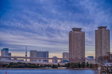 Fototapeta na wymiar 東京都港区台場から見た東京湾の夕景