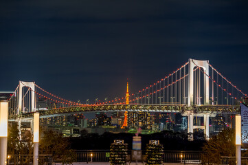 Fototapeta na wymiar 東京都港区台場から見た東京湾の夜景