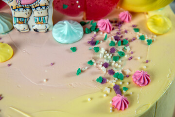 Fototapeta na wymiar birthday colorful cake lol unicorn