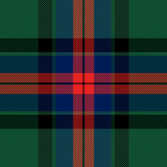 Tartan plaid. Scottish pattern in red, green and black cage. Scottish cage. Traditional Scottish checkered background. Seamless fabric texture. Vector illustration
