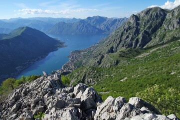 Kotor i Zatoka (Boka) Kotorska z góry, Czarnogóra, Montenegro / Kotor and Bay of Kotor from...