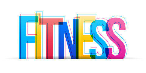 Fitness Sign. Isolated colorful letters on a white background. Horizontal banner or header for the website. Vector illustration.