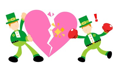 leprechaun sad heart love break cartoon doodle flat design style vector illustration