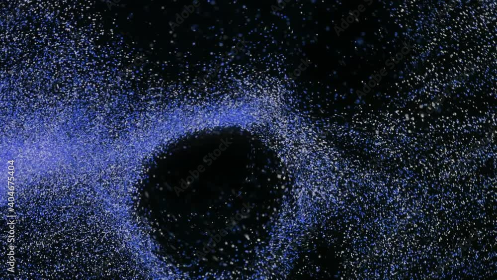 Poster Abstract rotating pattern with millions of tiny grains of colorful sand flying and forming circles. Animation. Glittering surface revealing every ripple of wind in constantly changing forms. 