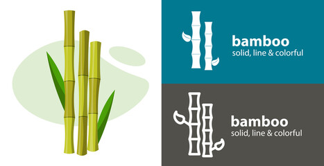 bamboo branch isolated vector flat icon. plant line solid design element