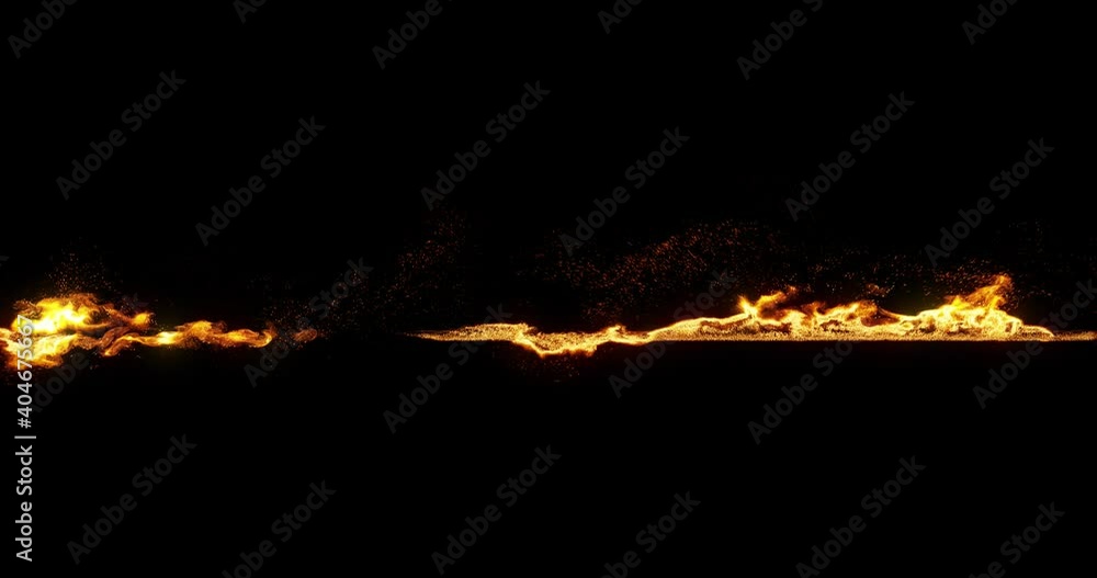 Poster fiery red line of energy visual effect loop. abstract flames dancing in a line. divider line. 3d ren