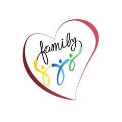Logo family happy optimistic people in a heart shape icon vector