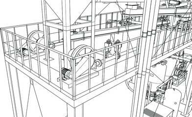 Industrial equipment rendering of 3d vector illustration