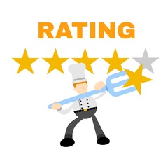 Chef restaurant review star rate cartoon doodle flat design style vector illustration