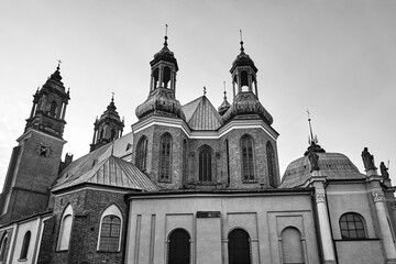belfries and towers of the historic gothic cathedral