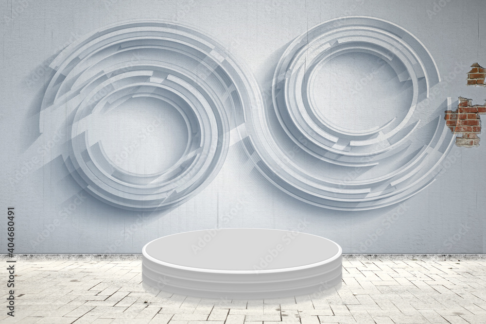 Poster 3d rendering platform for advertising products background and space