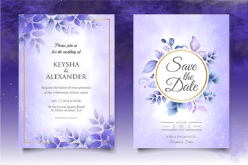 Elegant wedding invitation template set with beautiful roses