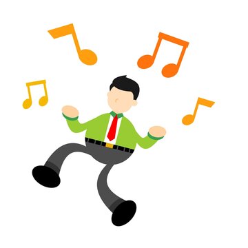 businessman worker and melody clef music note cartoon doodle flat design style vector illustration 