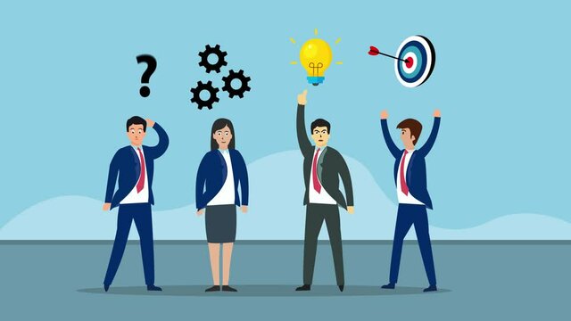 Group of business people with their different thinks