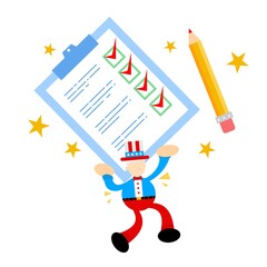 uncle sam america people worker and daily task checklist form business cartoon doodle flat design style vector illustration