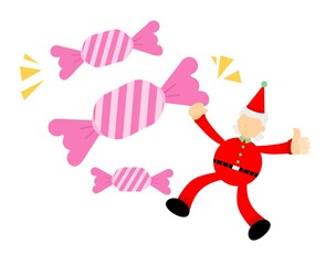 Fototapeta na wymiar christmas red santa claus and sugar sweet candy beverage cartoon doodle flat design style vector illustration