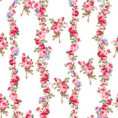 Beautiful rose vertical stripe seamless pattern,