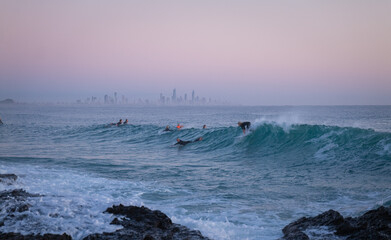 early morning Surfers, Currumbin Beach, Gold Coast