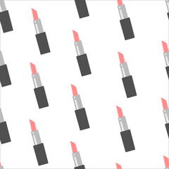 Obraz premium Vector seamless pattern with lipstick. The concept of care and make-up.