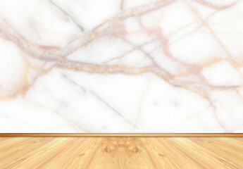 Wood floor marble wall empty room