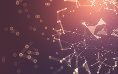 Fototapeta premium Abstract background. Molecules technology with polygonal shapes, connecting dots and lines. Connection structure. Big data visualization.