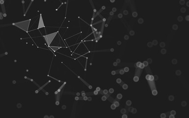 Abstract background. Molecules technology with polygonal shapes, connecting dots and lines. Connection structure. Big data visualization.