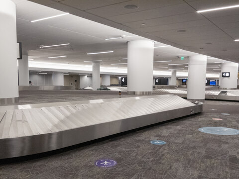 Empty Baggage Claim Area Of Airport