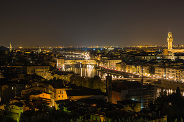 イタリア　ミケランジェロ広場から見えるフィレンツェの夜景
