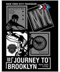 journey to brooklyn, vector typography illustration graphic design for print