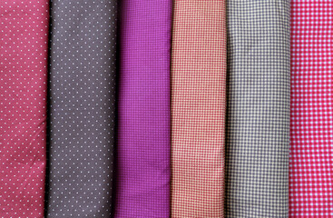 Abstract multicolored fabric texture background. A set of samples of fabric Multicolored stripes upholstery. Abstract background