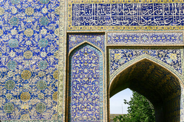 Beautiful polychrome tiles covered the Shah Mosque in Isfahan
