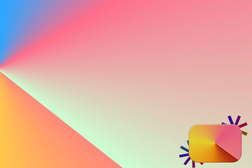 Colorful rectangle lit by a conical light source with a cog lit by the overall conical light source