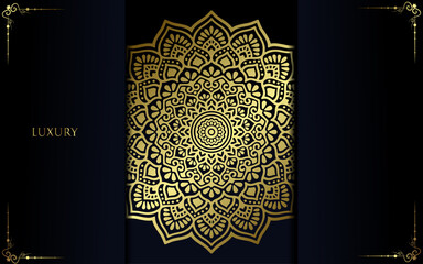 Luxury gold mandala ornate background for wedding invitation, book cover with mandala element style premium vector