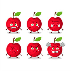 Cherry cartoon character with various angry expressions
