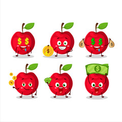 Cherry cartoon character with cute emoticon bring money