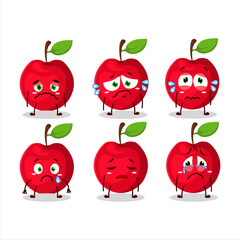 Cherry cartoon in character with sad expression