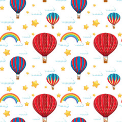 Obraz premium Seamless colorful balloon with rainbow and star pattern