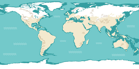 World map with continents names and oceans