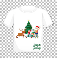 Santa Claus cartoon character on t-shirt isolated on transparent background