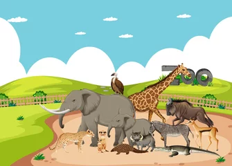 Gruppe wilder afrikanischer Tiere in der Zooszene © blueringmedia