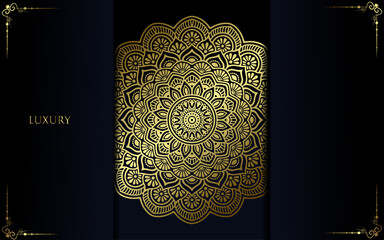 Luxury gold mandala ornate background for wedding invitation, book cover with mandala element style premium vector