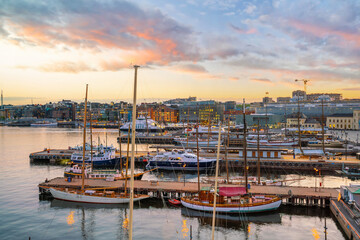 Fototapeta na wymiar Oslo downtown city skyline cityscape in Norway