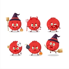Fotobehang Halloween expression emoticons with cartoon character of red berry © kongvector