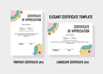 Creative certificate template with soft color. Easy to edit with vector file. Can use for your creative content. Especially for certification and academy