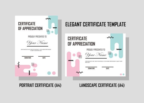 Creative certificate banner with soft color design