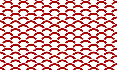 Simple design of water wave circle style or fish scale in red and white. Rectangle form. © Christina