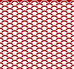 Simple design of water wave circle style or fish scale in red and white © Christina