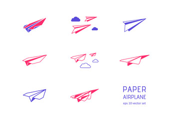 Paper plane - vector icons set